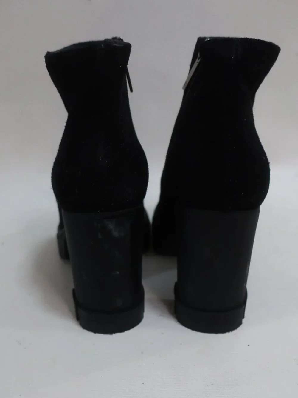 Women Aquatalia Black Suede Platform Lug Sole Ankle Zip Moto Booties 8